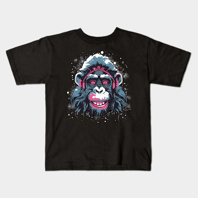 Snow Monkey Smiling Kids T-Shirt by JH Mart